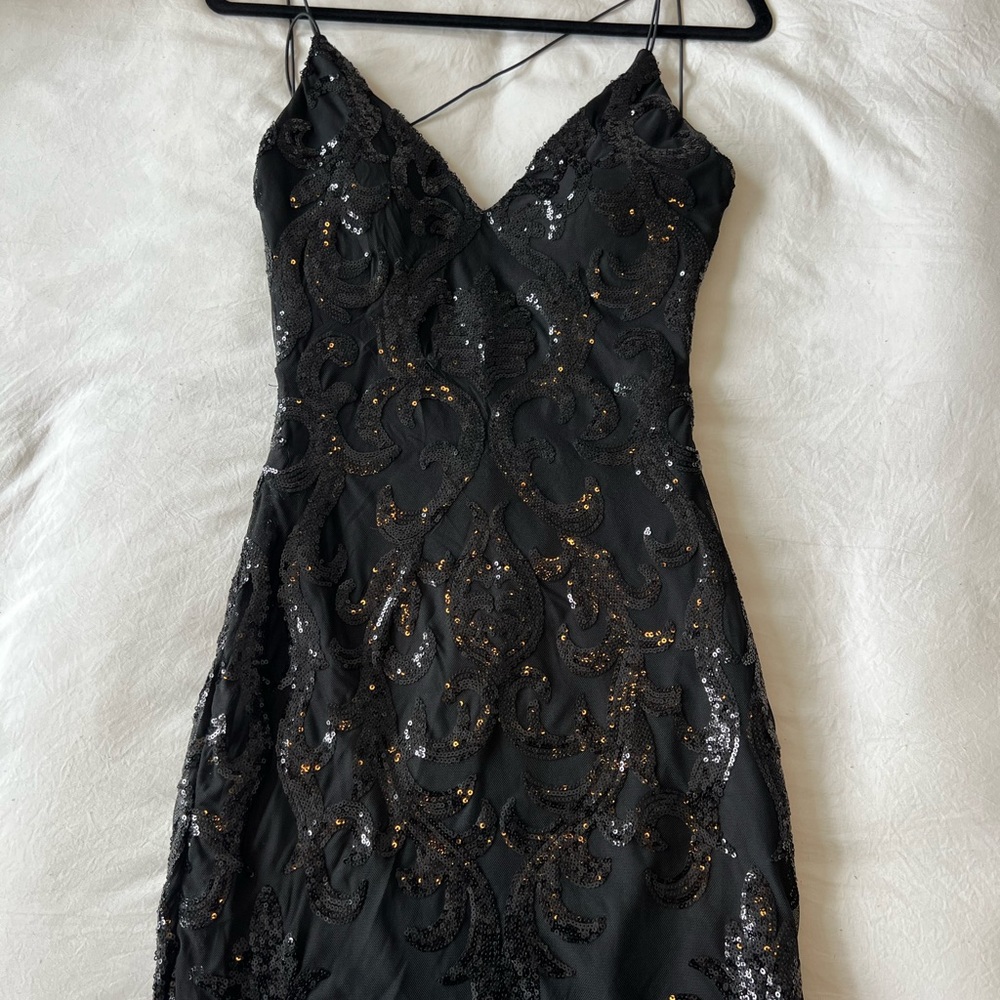 Elegant Black Sequin Mini Dress